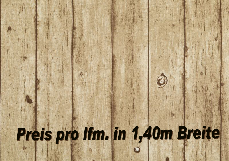 Dekostoff in B1-Qualität  Motivdruck "Holz-Bohle" 1,40m Breit, Preis pro lfm.